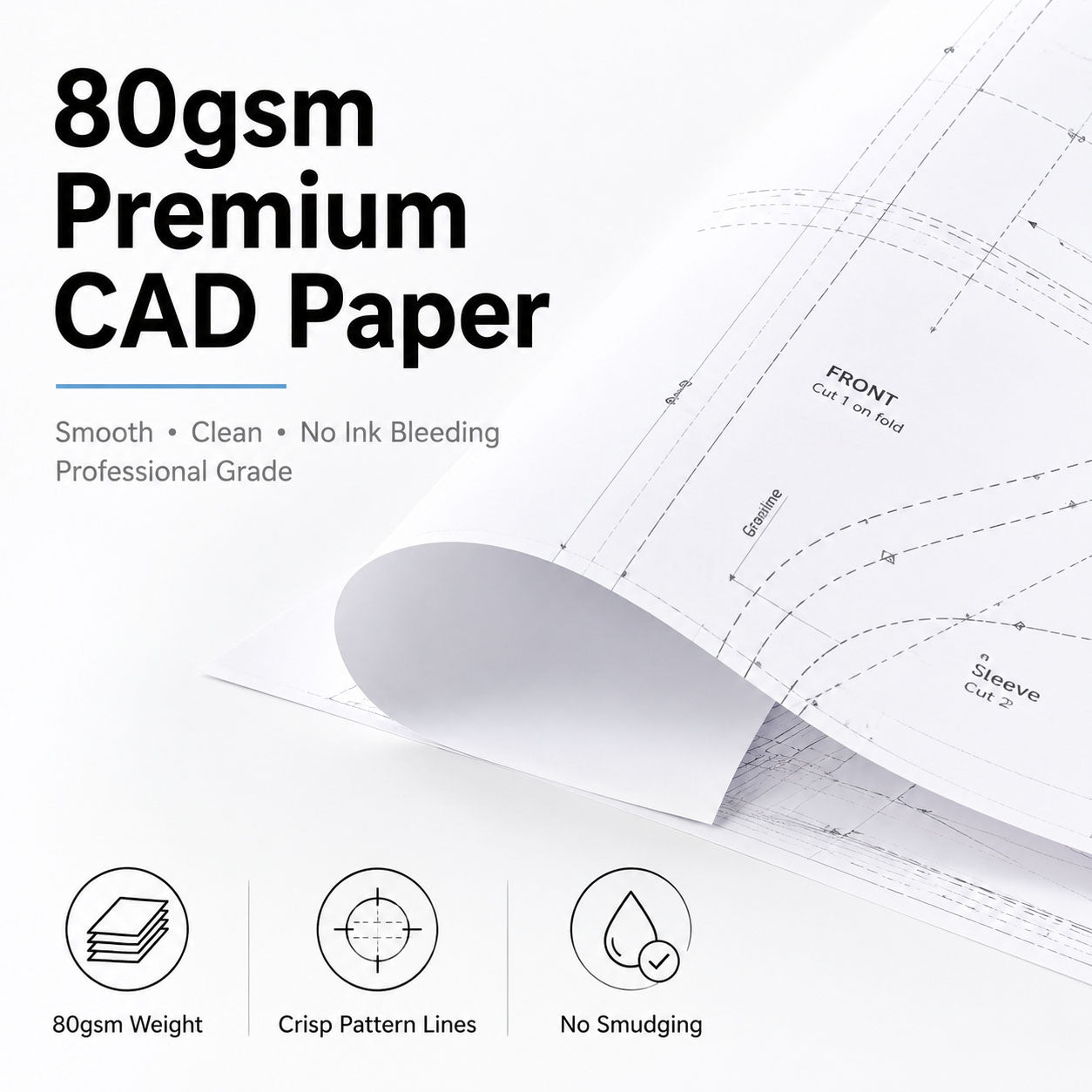 Print Your Own Sewing Patterns, A0 White Paper with NO Tapping